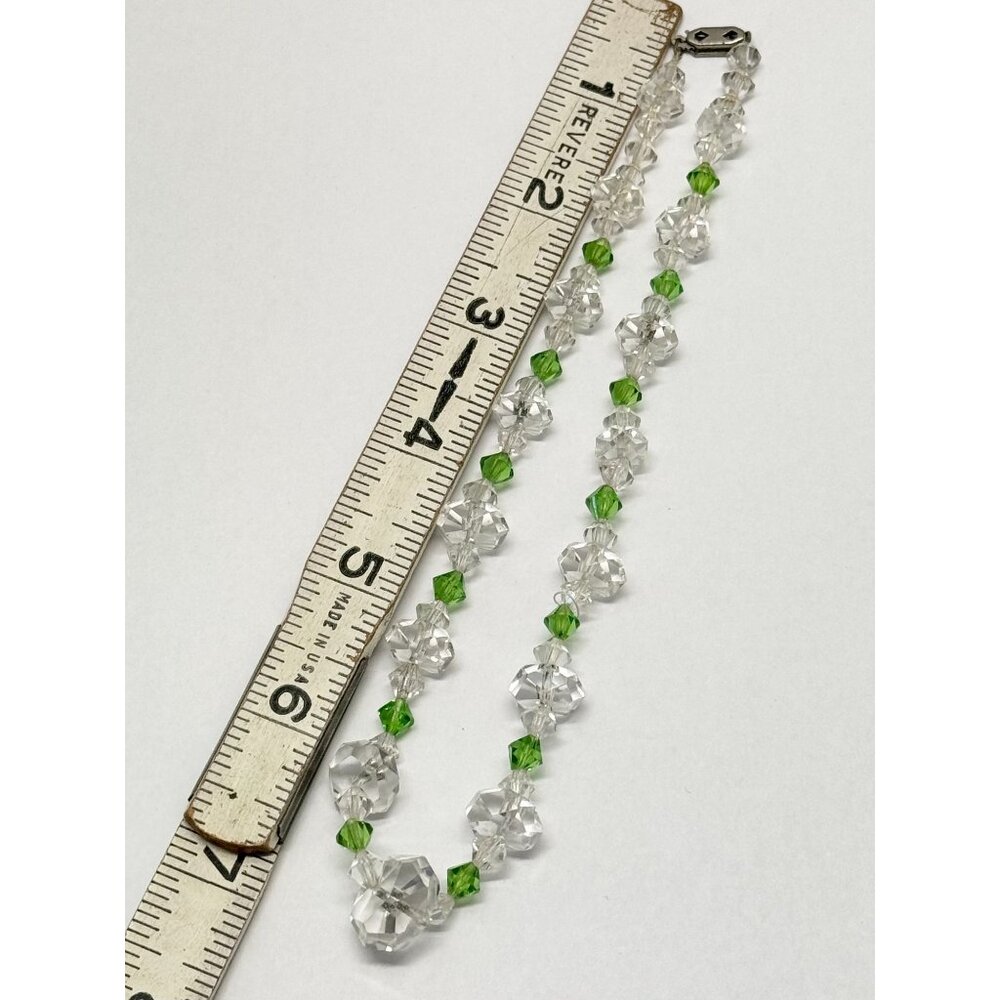 Estate Art Deco crystal green collar necklace - Picture 6 of 6